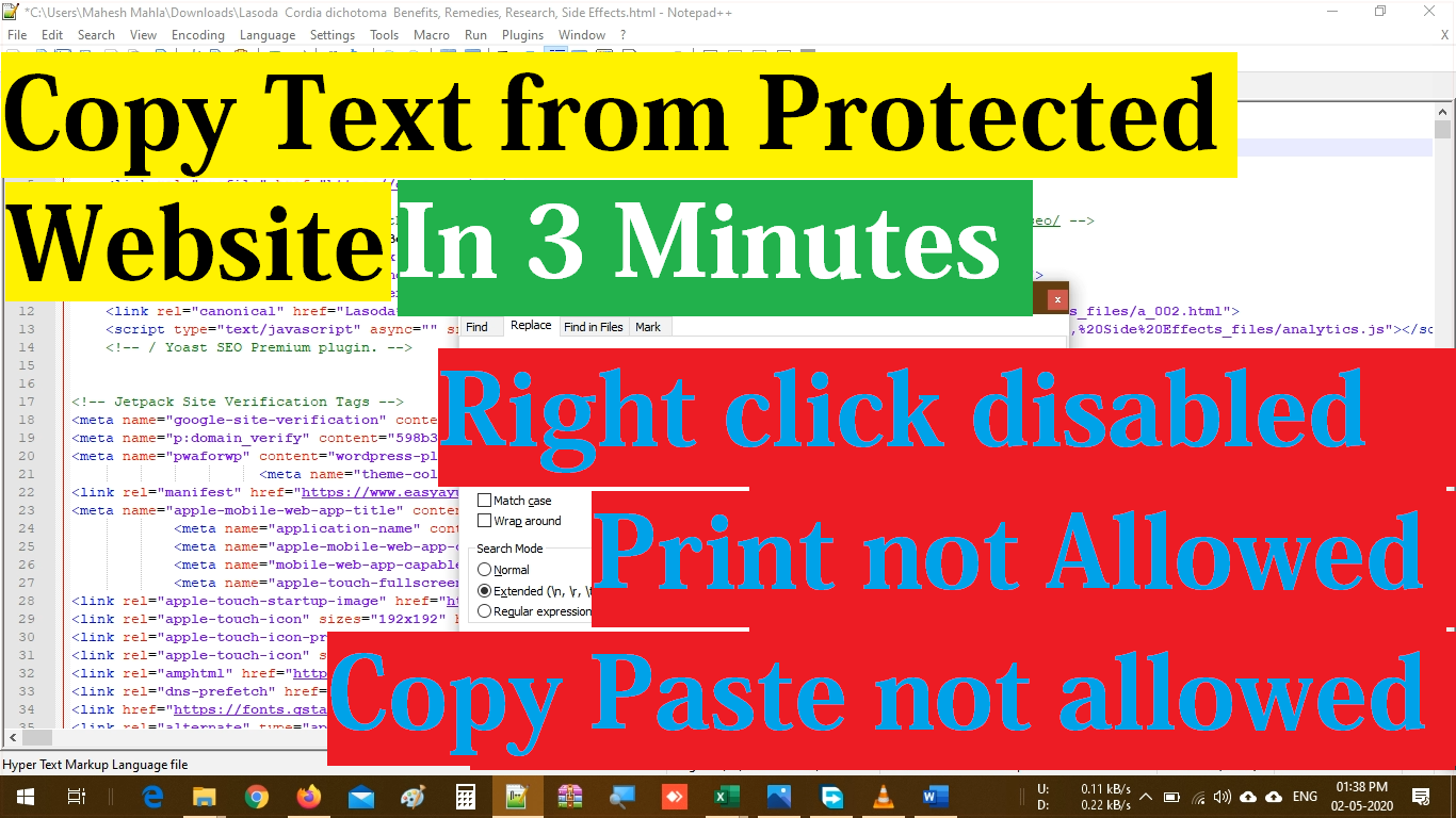 Copy Text From Protected Websites (Copy or Right Click Disabled)