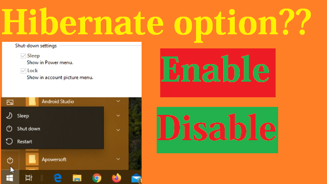 Enable / Disable Hibernate option in Windows 10