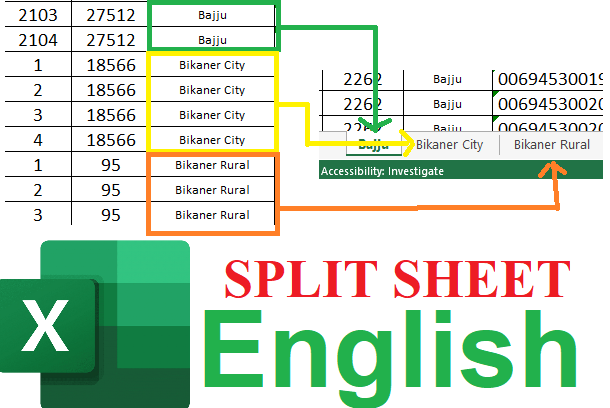 How to split data into multiple sheets based on column in excel